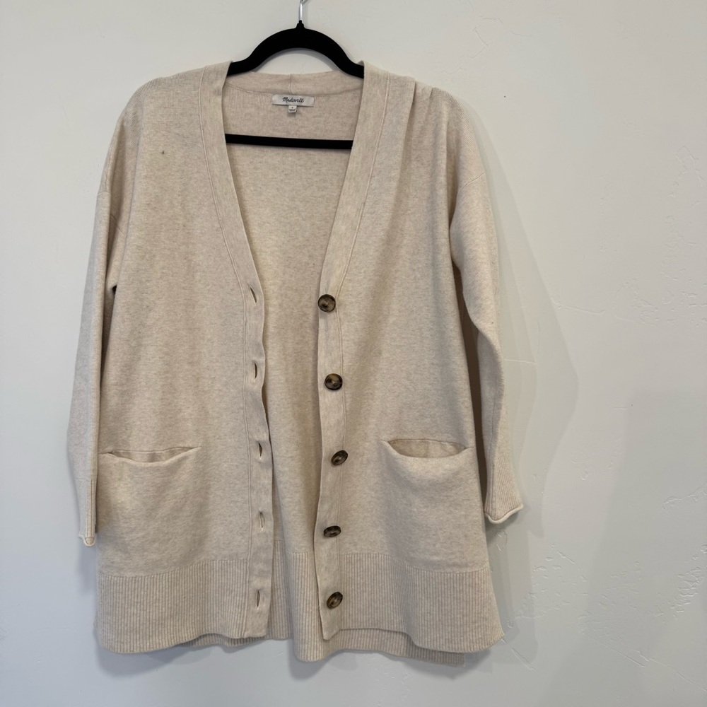 Madewell Beige Button-Up Cardigan